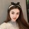 YienDoo Unique French Pearls Headbands Velvet Rabbit Ears Bow Knot Hairbands Faux Pearl Champagne Hair Hoop Princess Tiara Bridal Hairband Wedding Party Hair Accessories for Women Girls