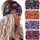 Olbye Headbands for Women Wide Knotted Headband Turban Non Slip Hairbands Elastic Pumpkin Hairband Skull Head Bands Workout Head Wraps Yoga Hair Scarf Halloween Hair Accessories for Women 4Pcs (C)
