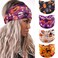 Olbye Headbands for Women Wide Knotted Headband Turban Non Slip Hairbands Elastic Pumpkin Hairband Ghost Head Bands Workout Head Wraps Yoga Hair Scarf Halloween Hair Accessories for Women 4Pcs (B)