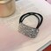 Boho Rhinestone Ponytail Holder Cuffs Geometric Elastic Scrunchies Silver Crystal Ponytail Hair Tie Band Luxury Ponytail Hairband Ring Hair Accessories for Women and Girls