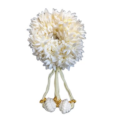 Traditional Indian Hair accessories White Gajra with rose Artificial Flower Jewelry Handmade Veni tiara For Women Party Wear bridal mehndi Hair Bun.