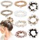 Ahoney 9Pcs Pearl Hair Ties Elastic Hair Scrunchies Hold Crystal Beads Bulk Hair Ropes Stretchy Handmade Boho Hair Accessories for Women Girls (Pearl&amp;Crystal)