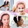 AHONEY 2 Set Spa Headbands for Washing Face and Wristband Set, Skin Care Headband Sponge Facial Skincare Headbands Terry Cloth Puffy Makeup Accessories for Women Girls (Black&amp;Pink)