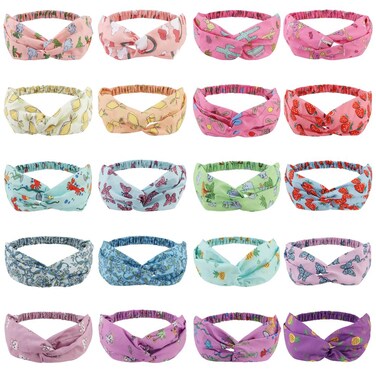 AHONEY 20 Pack Headbands for Girls Hair Bandana Cute Hair Bands No Slip Kids Headbands Girl Headband diademas para mujer de moda Cross Elastic Twisted Back To School Head Wrap (Cute style)
