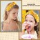 AHONEY Pearl Headband Knotted Headband for Women Girls, Rhinestone Top Knot Crystal Headband Yellow Jeweled Fashion Headpiece Boho Wide Head Band for Women's Hair Accessories