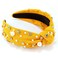 AHONEY Pearl Headband Knotted Headband for Women Girls, Rhinestone Top Knot Crystal Headband Yellow Jeweled Fashion Headpiece Boho Wide Head Band for Women's Hair Accessories