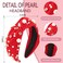 AHONEY Pearl Headband Red Knotted Headband for Women Girls, Rhinestone Top Knot Crystal Headband Jeweled Fashion Headpiece Wide Head Band for Women's Hair Accrssories
