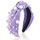 AHONEY Pearl Headband Knotted Purple Headband for Women Girls, Rhinestone Top Knot Crystal Headband Jeweled Fashion Headpiece Boho Wide Head Band for Women's Hair Accessories