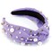 AHONEY Pearl Headband Knotted Purple Headband for Women Girls, Rhinestone Top Knot Crystal Headband Jeweled Fashion Headpiece Boho Wide Head Band for Women's Hair Accessories