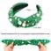 AHONEY Green Headband Pearl Headband Knotted Headband for Women Girls, Rhinestone Top Knot Crystal Headband Green Headpiece Wide Head Band for Women's Hair St Patrick's Day