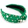 AHONEY Green Headband Pearl Headband Knotted Headband for Women Girls, Rhinestone Top Knot Crystal Headband Green Headpiece Wide Head Band for Women's Hair St Patrick's Day