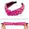 AHONEY Hot Pink Knotted Headband for Women Girls, Pearl Rhinestone Top Knot Crystal Beaded Fashion Headpiece Boho Wide Head Band for Women's Hair Party Gifts Hoilday Hair Accessories