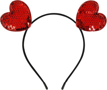Valentines Headbands for Women Girls Red Heart Valentine Headband Sweet Cute Glitter Hearts Head Bands for Women&rsquo;s Hair Fashion Sparkly Hair Accessories