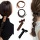 4pcs Spiral Hair Ties, PU Leather Bowknot Braided Bands for Girls Women
