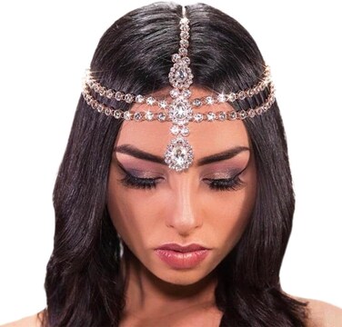 Layerd Head Chain Rhinestone Hair Chain Wedding Hair Accessories Fordhead Headband for Women and Girls