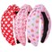 3Pcs Valentine's Day Headbands for Women, Heart Love Holiday Knotted Hair Hoops, Festive Gift Hair Accessory (Pink)