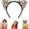 Beviliu Leopard Cheetah Ears Headband, Leopard Cat Headband for Women, Leopard print Costume Bear Dog Tiger Headband for Birthday Party Halloween Christmas Washing Makeup Cosplay
