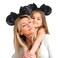 Mouse Ears Headband - Velvet Hair Bow Headwear with Sparkle Sequins for Women, Girls &amp; Boys (Black Bow)