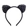 Black Crystal Cat Ears Headband Handmade Beaded Cat Headband Hair Hoop Accessories for Women Girls Party Decoration Headdress Cat Cosplay Costume