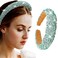 Rhinestone Wide Headbands Bling Crystal Beaded Headband Blue Padded Hairbands Handmade Fashionable Bling Prom Hair Accessories for Women (Blue)