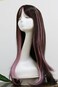 Pink Highlights Brown Mixed Wig With Bangs Wavy Fringe Wigs Heat Resistant Synthetic Wig Girls Fashion Costume Wigs