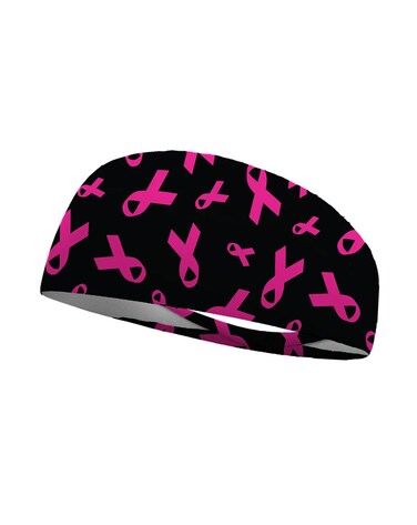 Breast Cancer Awareness Turban Headband Breast Cancer Awareness Pink Ribbon Headwear BCA10 (B1-Black Band)