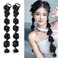 Bubble Ponytail Wig Synthetic Braided Extensions with Hair Ties Hair Band Hairpieces for Women Girls DIY Daily Wear Hair Accessories (black)