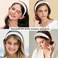 Canitor 1.7 Inch PU Leather Headbands for Women Girls Thick Wide Padded Headband for Women' Hair Soft Lightweight Hairband Cute Hair Accessories White