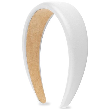 Canitor 1.7 Inch PU Leather Headbands for Women Girls Thick Wide Padded Headband for Women' Hair Soft Lightweight Hairband Cute Hair Accessories White