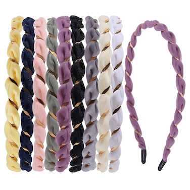 ZIRICHER Thin Headbands for Women Girls,Metal Spring Hair Hoop Headbands,Fashion Non Slip Wavy Braided Headbands For Ladies Stylish Comfortable Skinny Wire Headbands