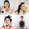 Cat Ears Spa Headband Wristband Set Animal Skincare Headband Funny Makeup Headband for Washing Face Fluffy Elastic Face Wash Hair Band for Women Girls Cute Trendy Stuff (Black)