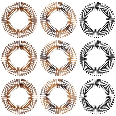 Sibba Headband With Clip 9 PCS Zig Zag 90s Hair Teeth Comb Headpiece Plastic Circular Stretchy Head Band Hairband Curly Twist Bangs Headwear Plait Hairpin Claw Tooth Hoop to Pull Strands of Back Braid