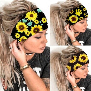 Catery Sunflower Headbands Extra Wide Headbands Fashion Hair Accessories for women