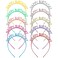 Lawie 10 Pack Bulk Gold Silver Candy Rainbow Colorful Happy Birthday Headbands Thin Plain Plastic Headbands Skinny Hair Bands Clasps Tiara Crown Hair Holder DIY Party Accessories for Kids Girl Women