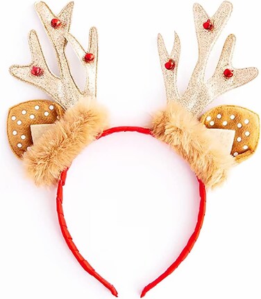 Soochat Christmas Reindeer Headbands Glitter Reindeer Antlers Ears Headbands for Xmas Party Hair Accessories