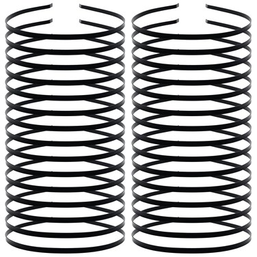 Cinaci 30 Pack 5MM /0.2 Inch Wide Thin Blank Plain Smooth Metal Base DIY Headbands Hair Bands for Women Men Girls Hair Accessories Craft Silver Gold Black (Black)