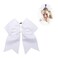 CN Large Cheer bow 8" Girls Ponytail Holders Jumbo Teams Cheerleaders Hair Bows Competition Sports Elastic Hair Ties Accessories (White)