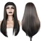 nicene Long Straight Headband Wigs for Women Charming Looking Light Brown Highlight Headband Glueless Wig for Everyday Party Use (1BH30#)