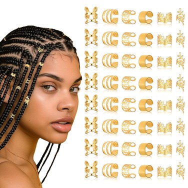 Festival Gold Braid Jewelry - 48 Pcs Adjustable Hair Accessories for Box Braids, Dreadlocks &amp; Multi-Style Hair Decoration