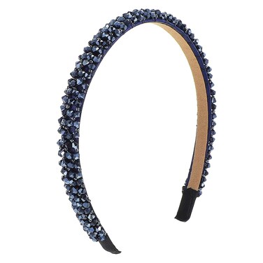 Fashion Sparkly 4 Rows Crystal Rhinestone Headbands for Women, Thin Beaded Hair Bands, Navy Blue Jeweled Hair Accessories, Dressy Fancy Headbands for Women, Rhinestone Hair Accessories, Diademas para