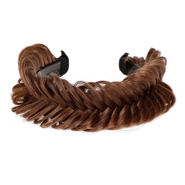 Fishtail Braid Headband With Teeth, Plaited Chunky Braided Hair Band - Synthetic Hairpiece for Girls and Women
