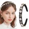 Thin Baroque Black Headbands for Women Pearl Rhinestone Hairbands with Gold Leaf Diamond Head Band Bejeweled Headbands (FASHION)
