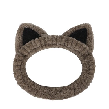 Facial Spa Headband Cosmetic Makeup Headband Skincare Headband for Washing Face Makeup (Cat Ear Brown)