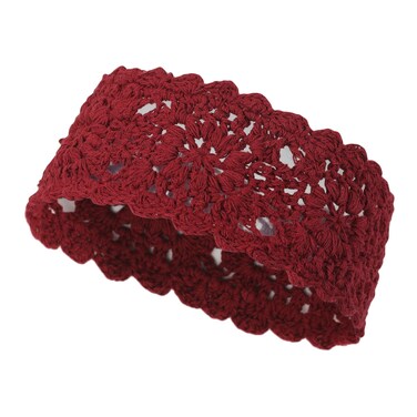 ZLYC Women Headband Handmade Crochet Knit Boho Flower Hair Bands (Crochet Burgundy)