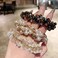 Crystal and Pearl Hair Scrunchies, Trendy Elastic Hair Ties for Girls, Stretchy Hair Bands for Ponytail, Bun, 3pcs