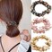 Crystal and Pearl Hair Scrunchies, Trendy Elastic Hair Ties for Girls, Stretchy Hair Bands for Ponytail, Bun, 3pcs