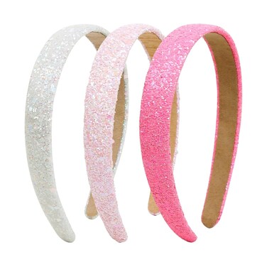 Glitter Headbands for Girls Women Non Slip Girls Headband, Sparkle Kids Headbands Cute Alice Head Band for Girl&rsquo;s Hair, Pink Hair Accessories for Women for Birthday Party Favors Back to School