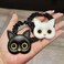 Women Cute Cat Rubber Bands Elastic Hair Bands Headwear for Girls Thick Thin Hair Lovely Hair Ties Accessories Ornaments（White/Black）