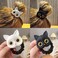 Women Cute Cat Rubber Bands Elastic Hair Bands Headwear for Girls Thick Thin Hair Lovely Hair Ties Accessories Ornaments（White/Black）