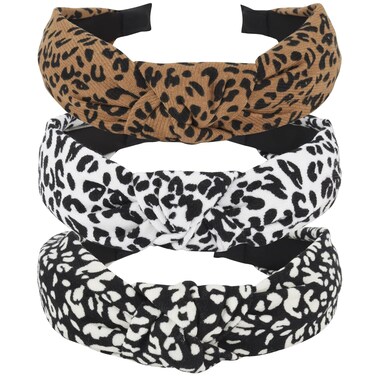 TOBATOBA Leopard Headband, 3Pcs Women's Knotted Headbands for Hair Styling, Fashion Cute Headband Accessories for Women Girls